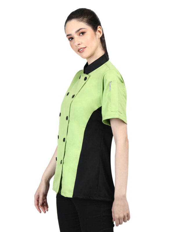 Short Sleeves Only Women’s Ladies Side Mesh Chef’s Coat Jacket By Uniformates – Green